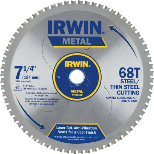Irwin Metal 7-1/4 In. 68-Tooth Steel Cutting Circular Saw Blade