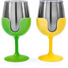 Camco 51916 Wine Tumbler Set, Green & Yellow ~ 8 oz