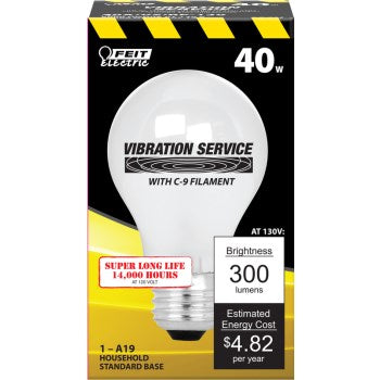Feit Electric 40A/VS/RP-130 Vibration Service Bulb ~ 40w