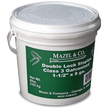 Mazel 11608112L Barbed Fence Staples, Galvanized 8 Lb Pail ~ 1 - 1/2