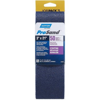 Norton 07660749265 49265 5pk 3x21 50g Sand Belt