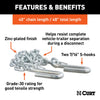 Curt 48 Safety Chain with 2 S-Hooks (5,000 lbs, Clear Zinc, Packaged)