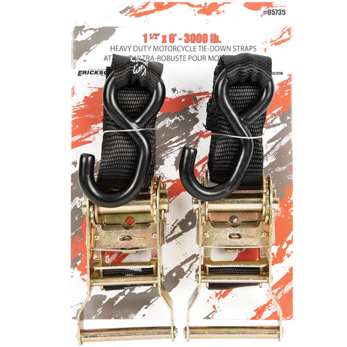 Erickson 1.5″ x 6′ – 3000 lb. Heavy Duty Motorcycle Ratchet Straps