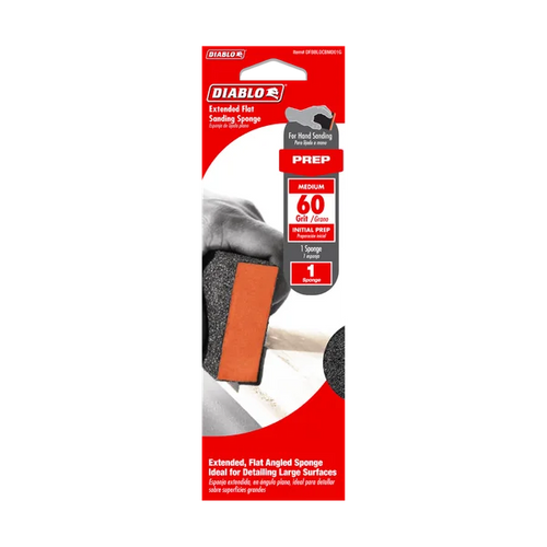 Diablo 8 x 2-3/4 x 1 60-Grit Extended Flat Edge Sanding Sponge