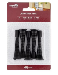 National Hardware Spring Door Stop 3-in, Matte Black