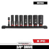 Milwaukee 8PC SHOCKWAVE™ Impact Duty 3/8 Drive Metric Deep 6 Point Socket Set